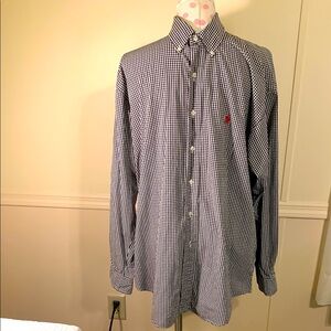 Ralph Lauren Men's Black and White Checkered Shirt Size Large Like NEW Cream W
